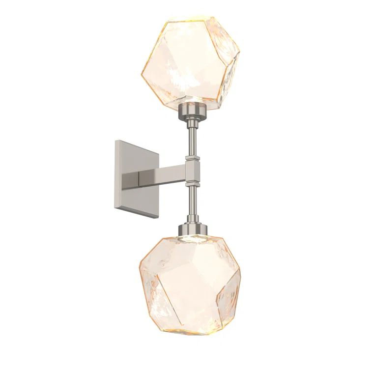 Gem Artisan Blown Glass Double Sconce in Metallic Beige Silver