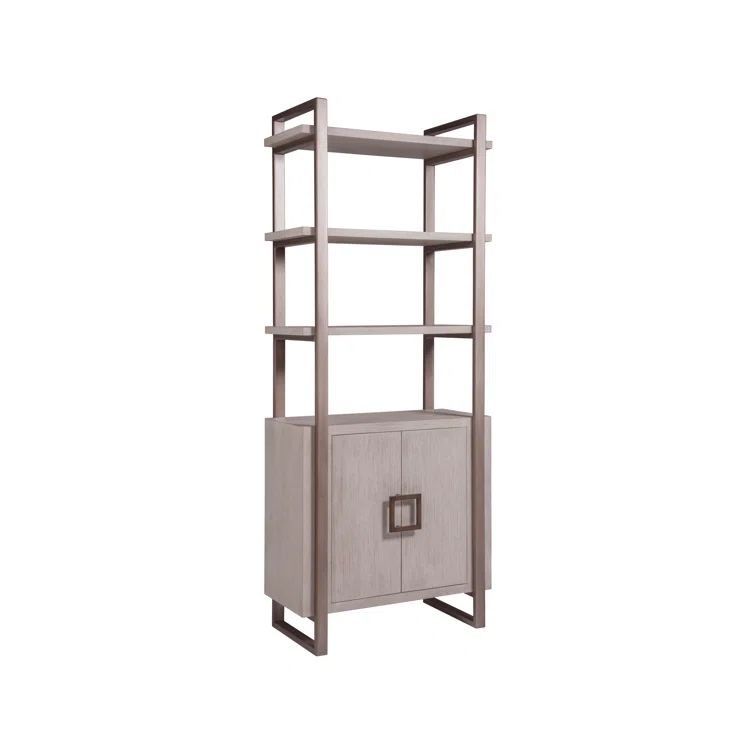 Bianco Gray Mahogany Adjustable Bookcase with Doors