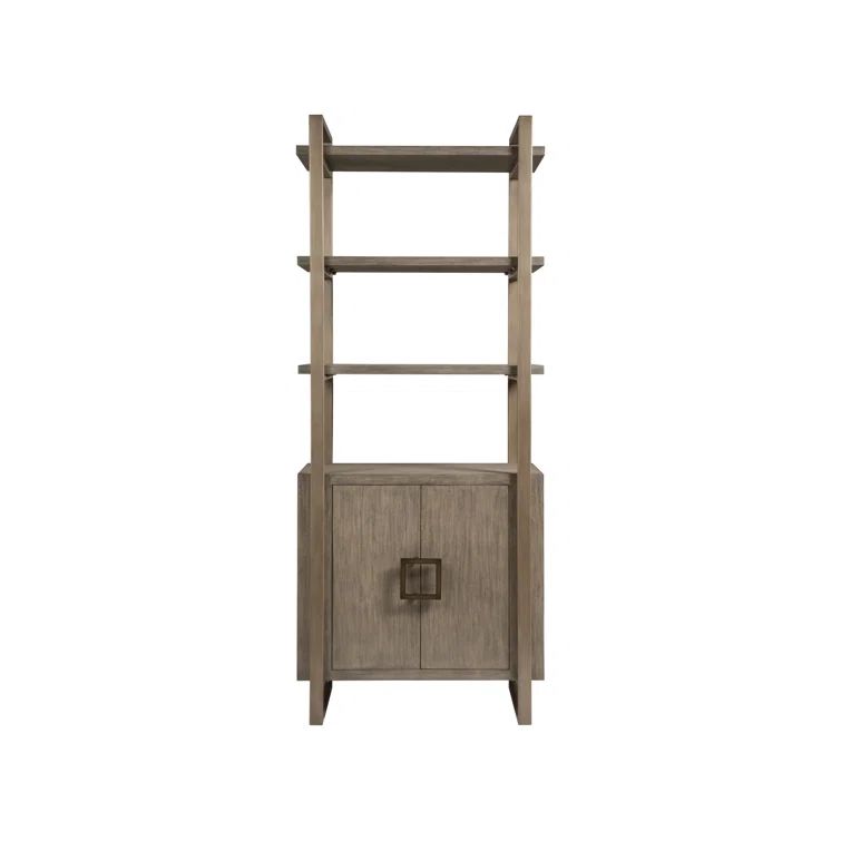 Gray Mahogany Transitional Bookcase with Adjustable Shelves