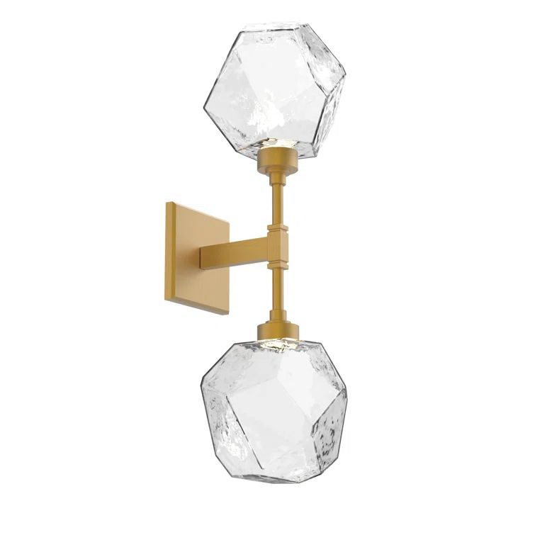 Gem Artisan Blown Glass Dual Sconce in Gilded Brass with LED