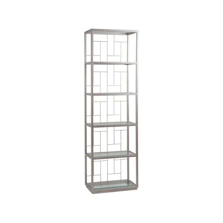 Argento Transitional Hand-Forged Iron and Tempered Glass Etagere