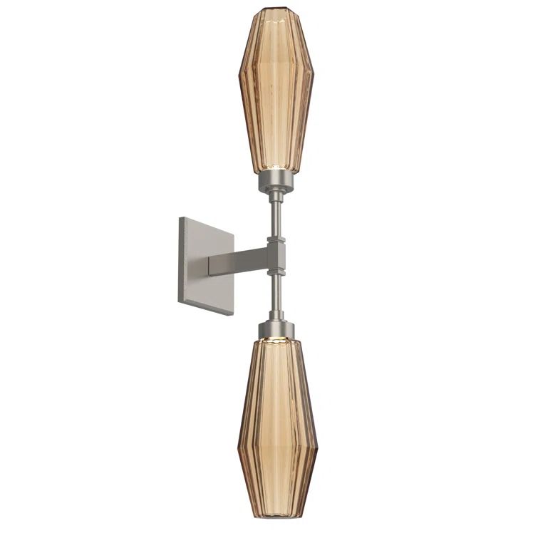 Aalto Artisan Blown Glass Double Sconce in Metallic Beige Silver and Bronze