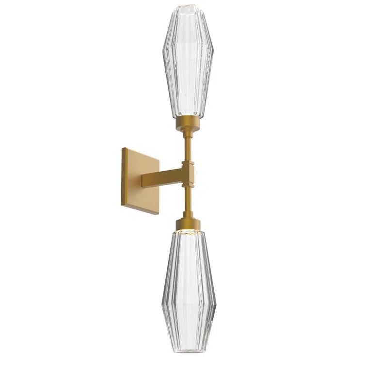 Gilded Brass Dimmable Double Wall Sconce with Clear Shades