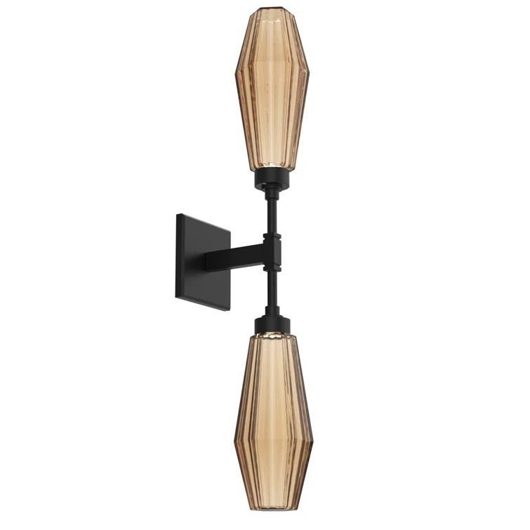Aalto Artisan Blown Glass Dimmable Double Sconce in Matte Black and Bronze