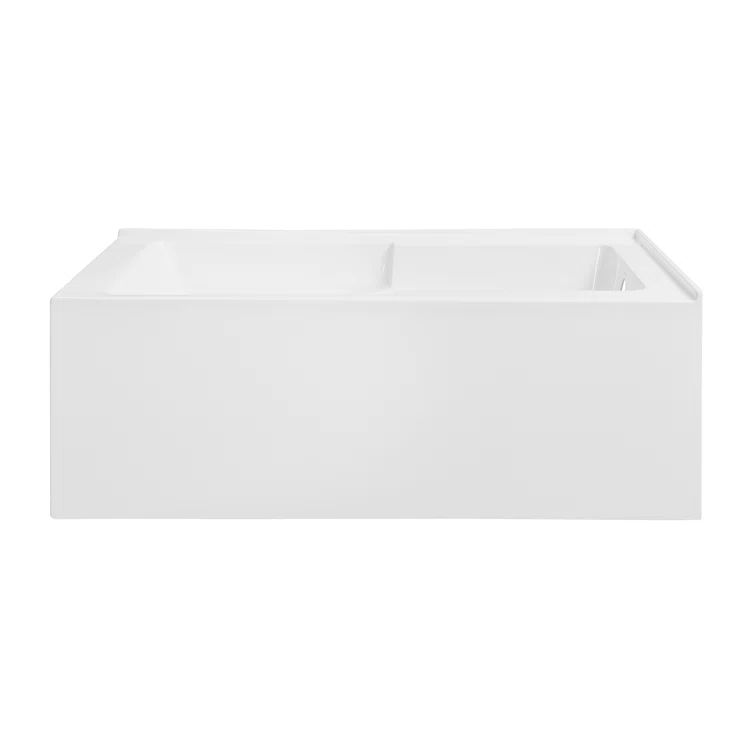 Claire 60" White Acrylic Alcove Tub with Corner Apron