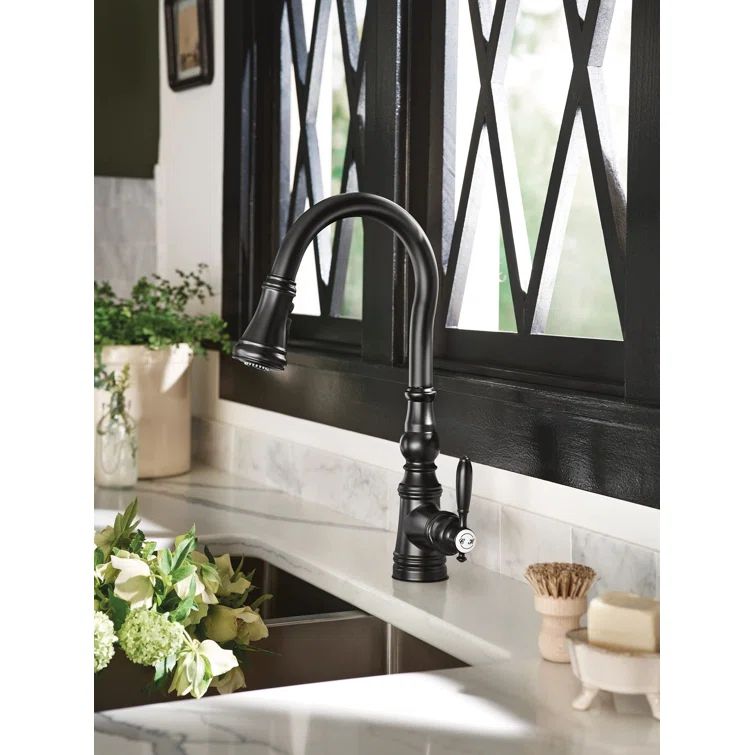 Matte Black Pull-Down Kitchen Faucet with Spray