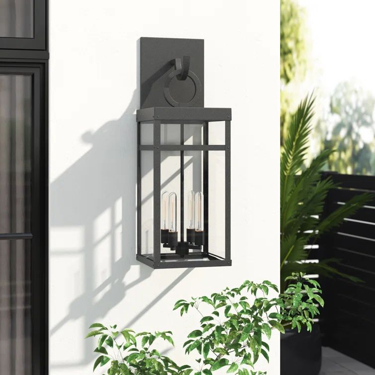 Porter Aged Zinc 35.25'' Outdoor Wall Lantern with Clear Glass