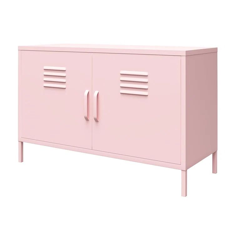 Bashful Pink Metal Locker Accent Cabinet with Adjustable Shelving