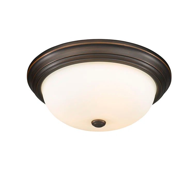 Modern Rubbed Bronze Glass Bowl Flush Mount Light