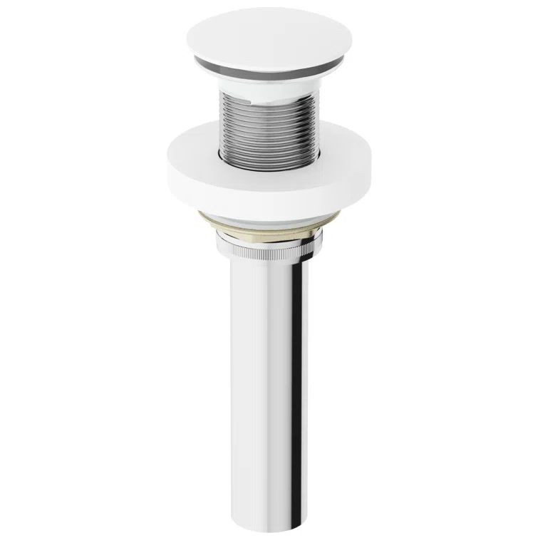 Matte White and Chrome Modern Vessel Sink Pop-Up Drain