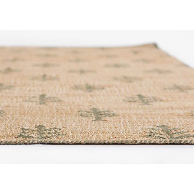 Natural Flat Woven Wool and Synthetic Rectangular Rug