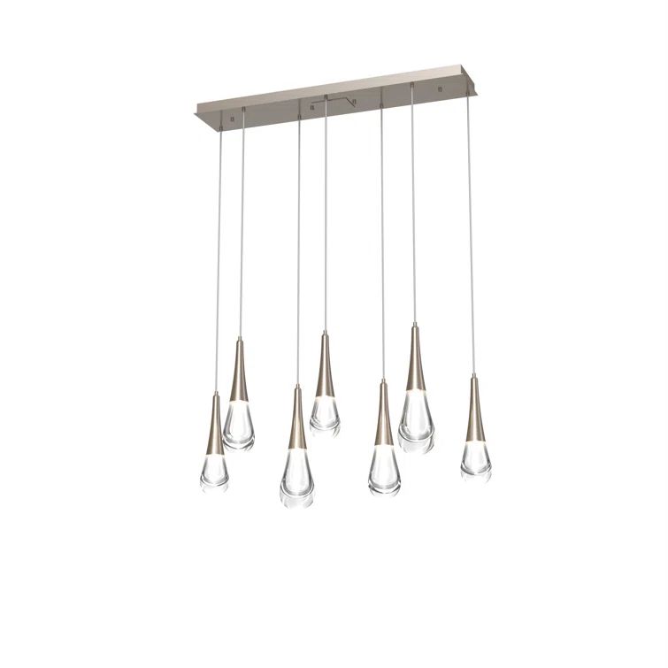 Matte Black and Silver Glass LED Island Pendant Light