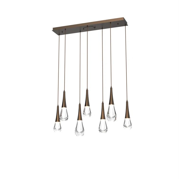 Ethereal Spring 7-Light LED Kitchen Island Pendant in Flat Bronze