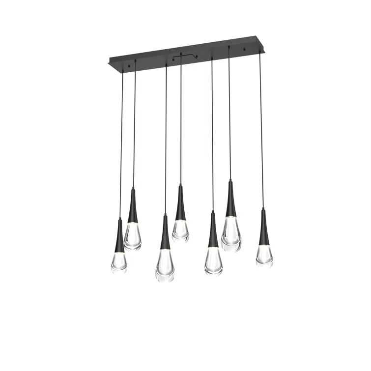 Ethereal Spring Shower 7-Light Matte Black LED Island Pendant