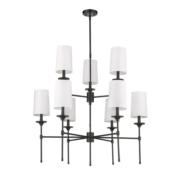 Emily Matte Black 9-Light Transitional Tiered Chandelier