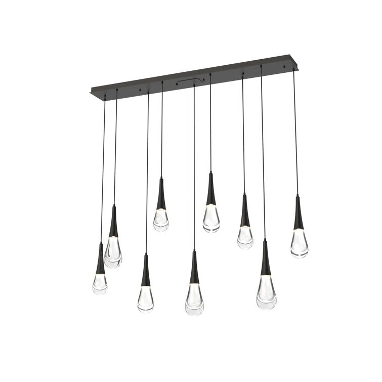 Matte Black 9-Light Glass LED Island Pendant