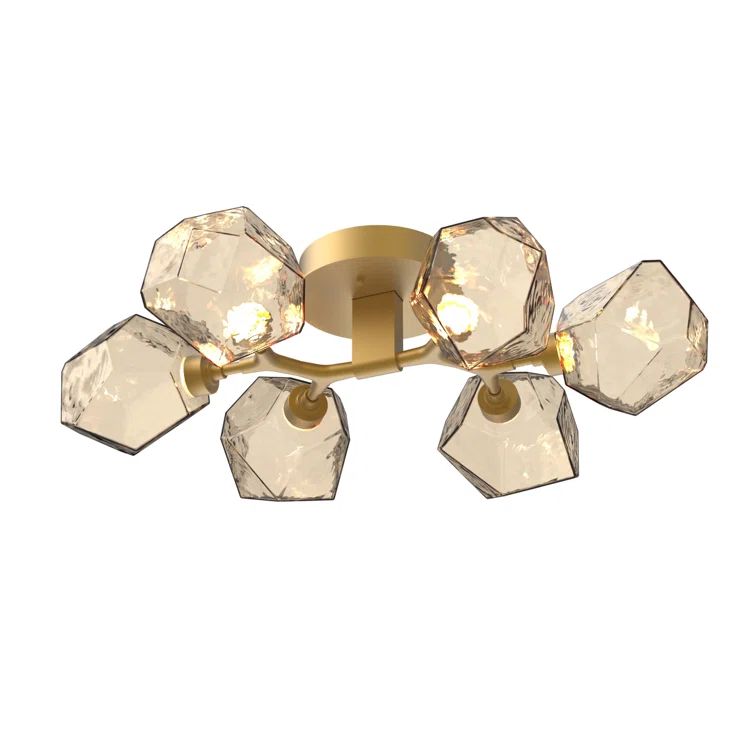 Gilded Brass Gem 6-Light 28.1" LED Drum Flush Mount