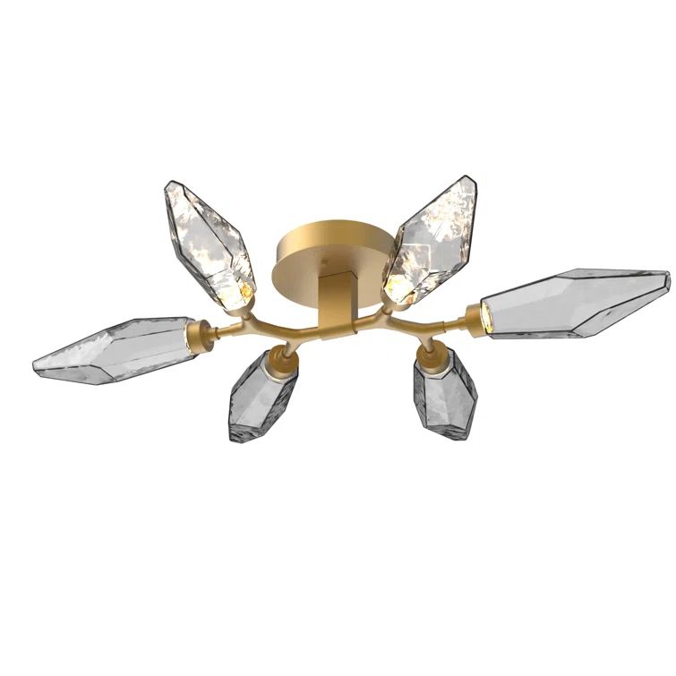Gilded Brass Crystal LED Flush Mount Ceiling Light