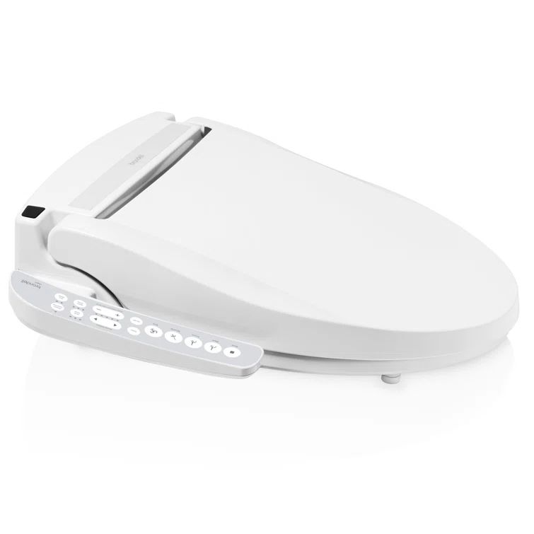 White Elongated Sidearm Bidet Seat with Warm Air Dryer