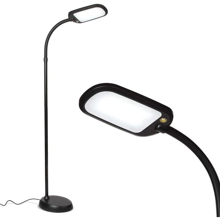 Jet Black Adjustable LED Floor Lamp with Gooseneck