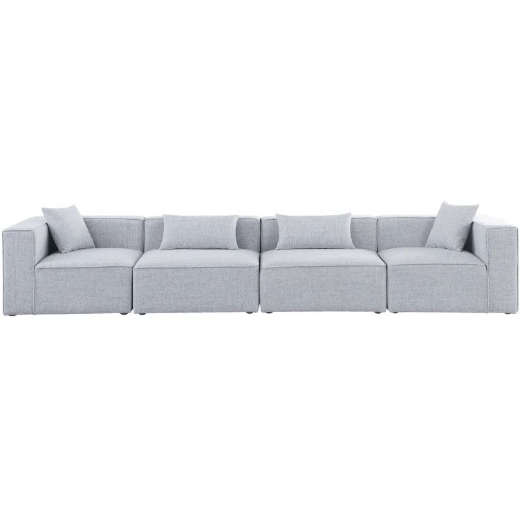 Elegant Grey Linen 144'' Modular Sofa
