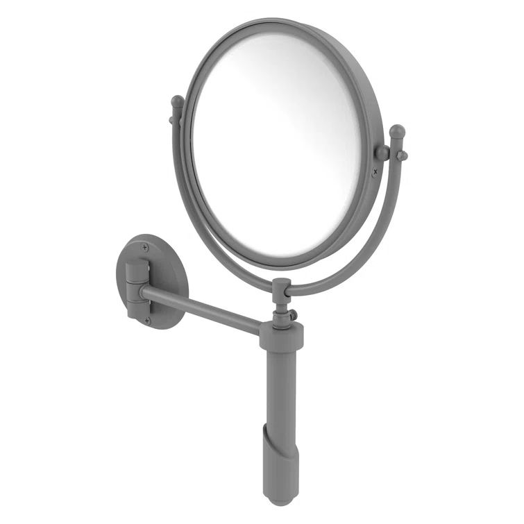 Matte Gray Wall Mounted Brass Makeup Mirror with 3X Magnification