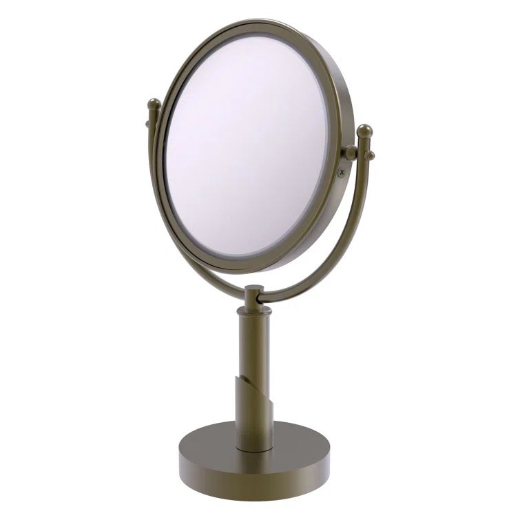 Antique Brass 8" Double-Sided Vanity Makeup Mirror