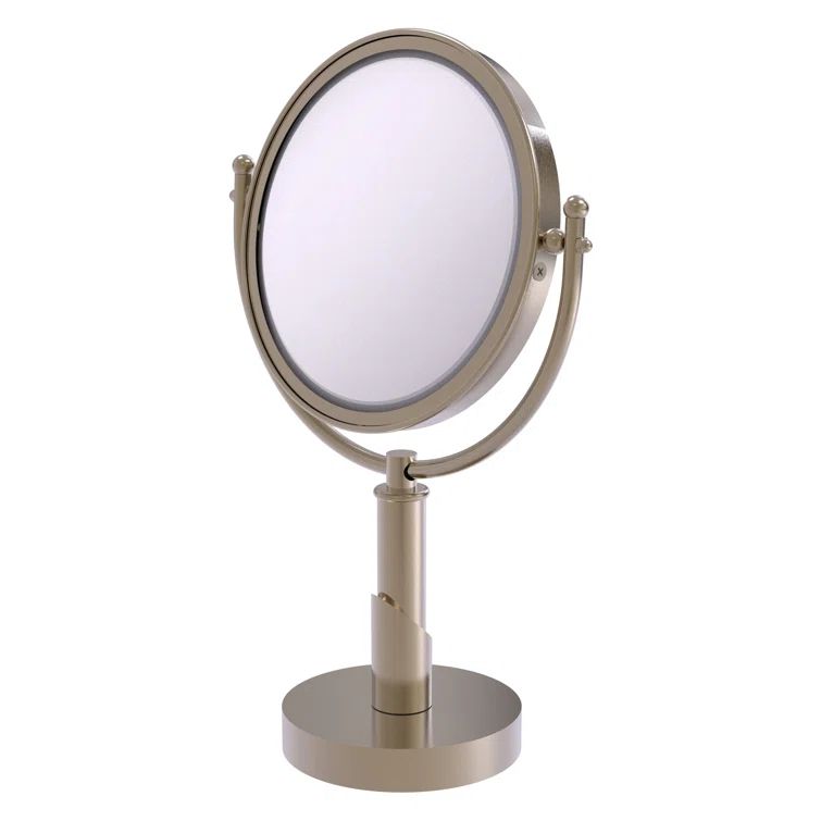 Antique Pewter 8" Double-Sided Vanity Makeup Mirror