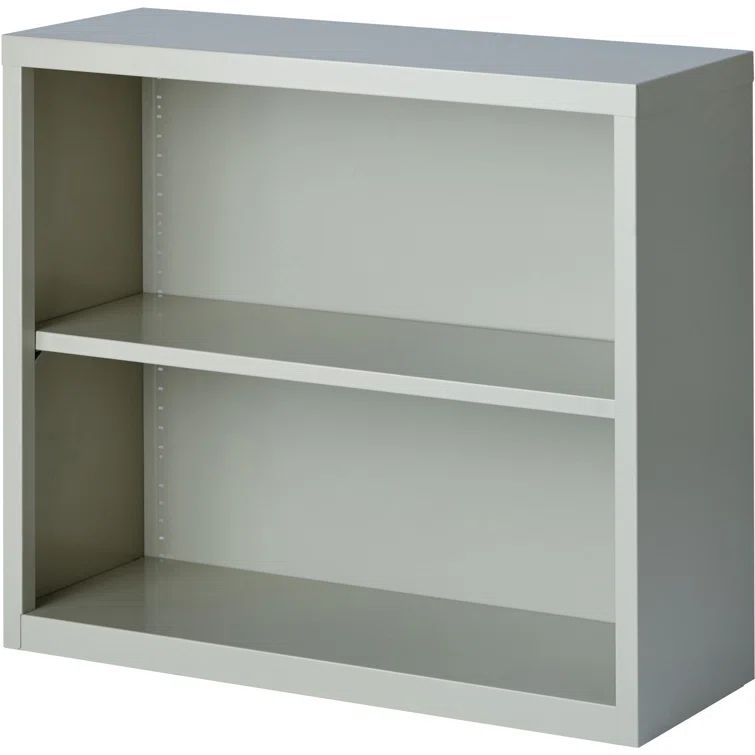 Light Gray Adjustable Steel 2-Shelf Bookcase