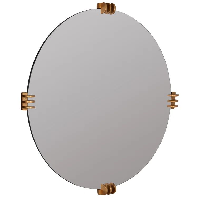 Aubrey 30" Round Frameless Gold Wall Mirror