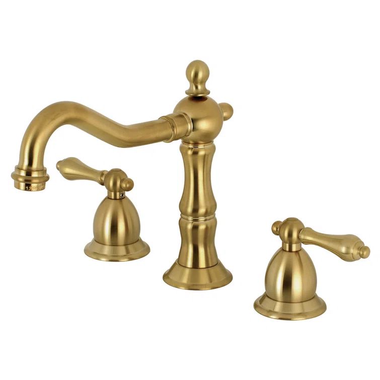 Brushed Brass Traditional Widespread Bathroom Faucet