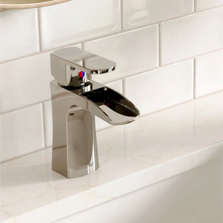 Chrome Single Handle Waterfall Bathroom Faucet with Pop-Up Drain