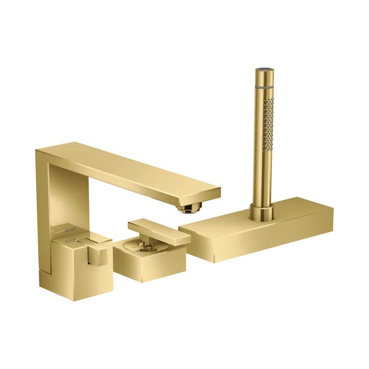 Polished Gold Brass Modern Widespread Bathroom Faucet