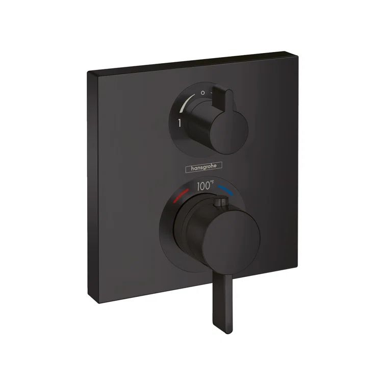 Matte Black Wall-Mounted Lever Shower Trim, European Design