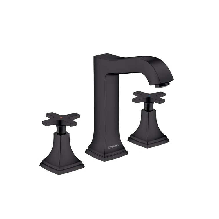 Matte Black Brass Widespread Bathroom Faucet with Cross Handles