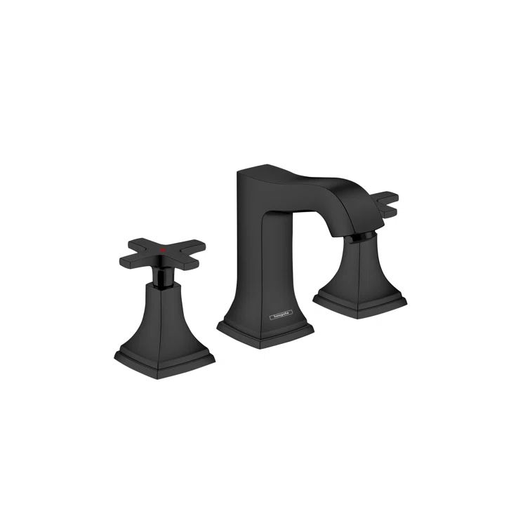 Matte Black Modern Widespread Bathroom Faucet with Cross Handles