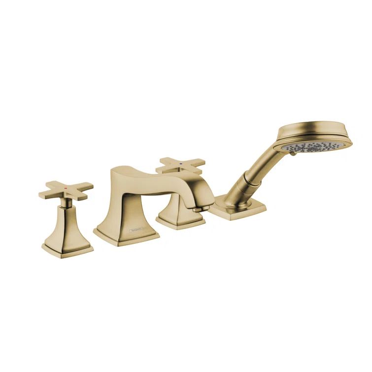 Elegant Brushed Bronze Deck Mounted 4-Hole Widespread Faucet with Dual Handles