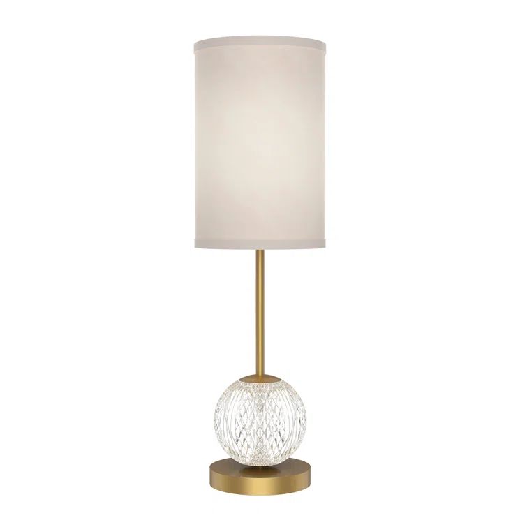 Marni Mid-Century Natural Brass LED Table Lamp with Spherical Glass Shade