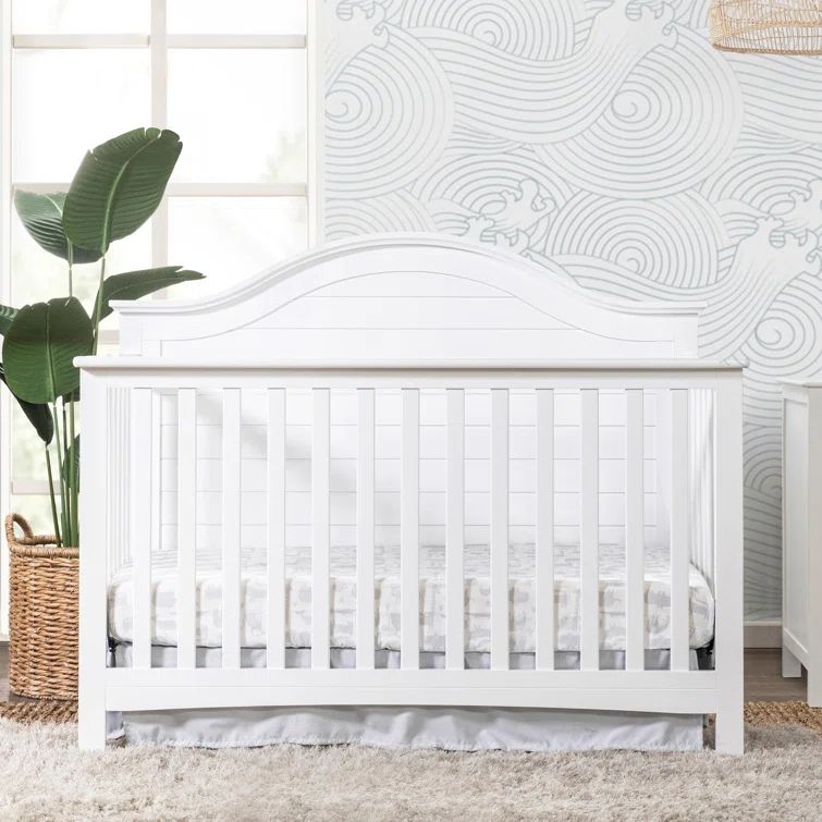 White Pine 4-in-1 Convertible Crib with Shiplap Headboard