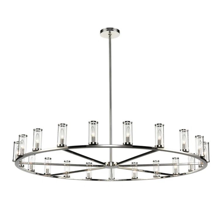 Revolve Elegance 21-Light Polished Nickel & Crystal Wagon Wheel Chandelier