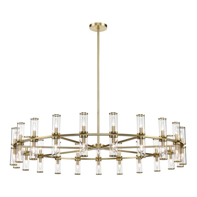Natural Brass and Crystal 42-Light Candle Chandelier