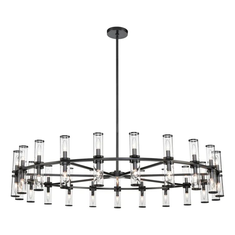 Revolve Urban Bronze 42-Light Crystal Candle Wagon Wheel Chandelier