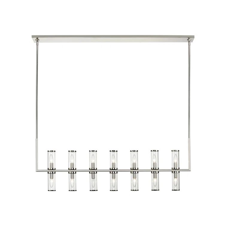 Revolve Elegance 14-Light Polished Nickel Island Pendant with Clear Glass
