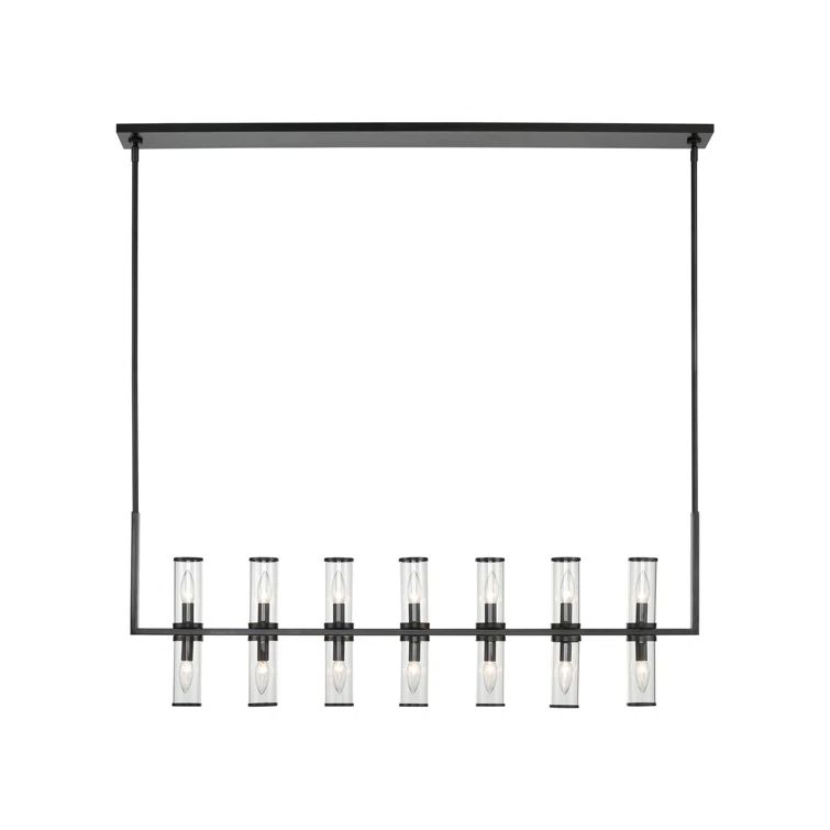 Urban Bronze and Polished Nickel 47" LED Glass Pendant Light