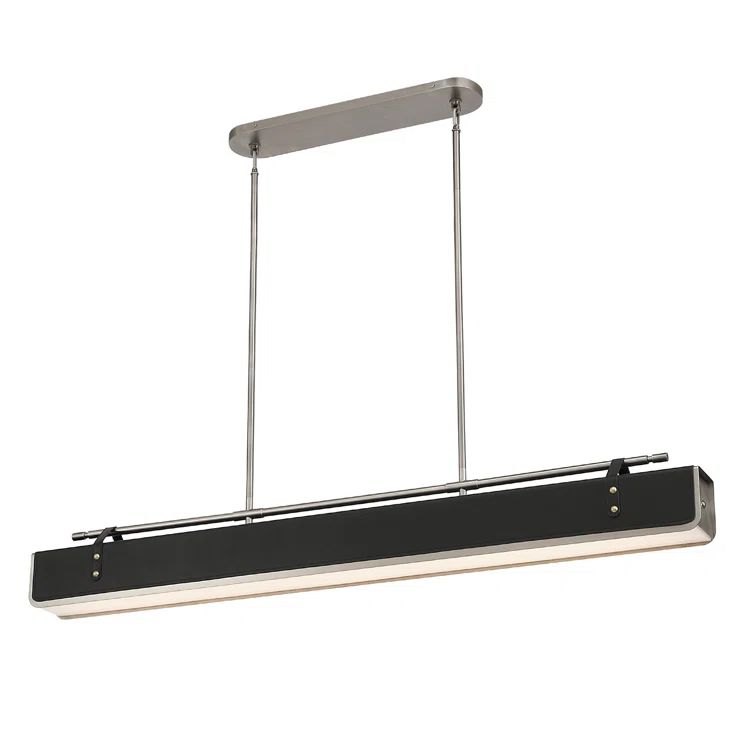 Elegant 60'' Aged Nickel LED Island Pendant with Black Shade