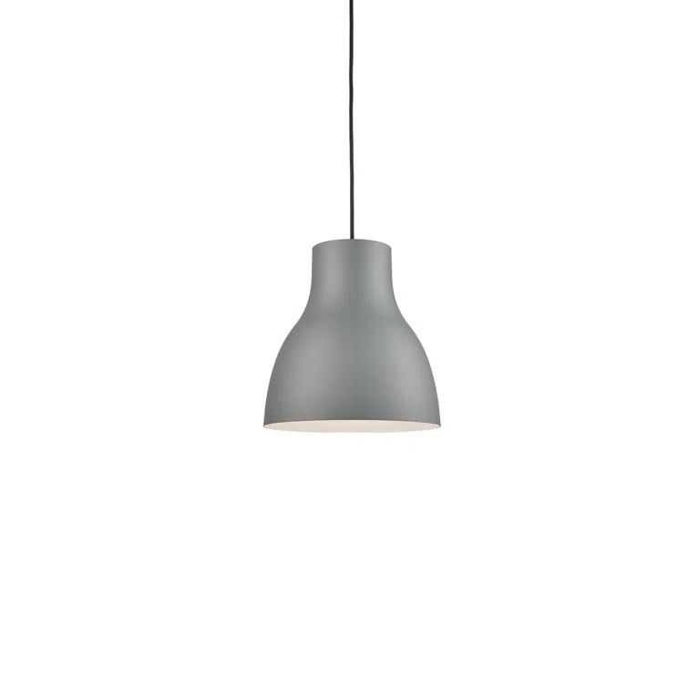 14" Black Aluminum Single Pendant Light with LED