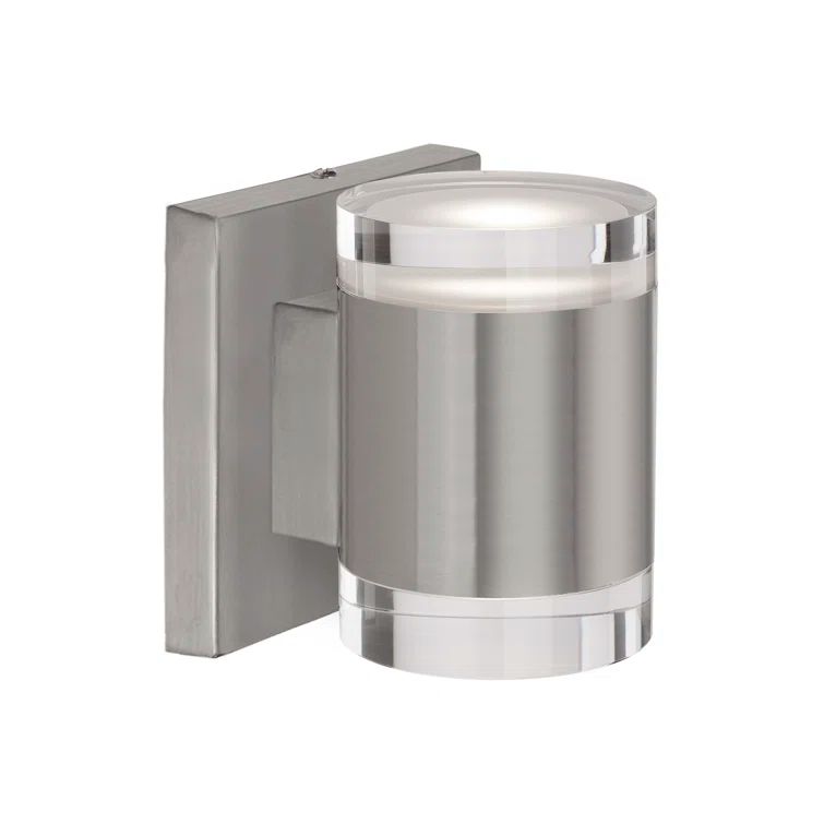 Norfolk Brushed Nickel LED Cylinder Sconce, Dimmable, 4.75"