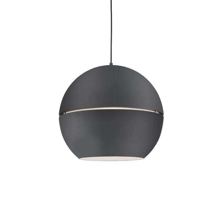 Lucas Split Sphere Black Aluminum Pendant Light, 21.5" H x 24" W