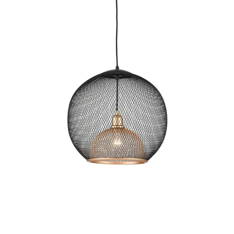 Gibraltar Black/Gold 17" Aluminum Globe Pendant with LED Lighting
