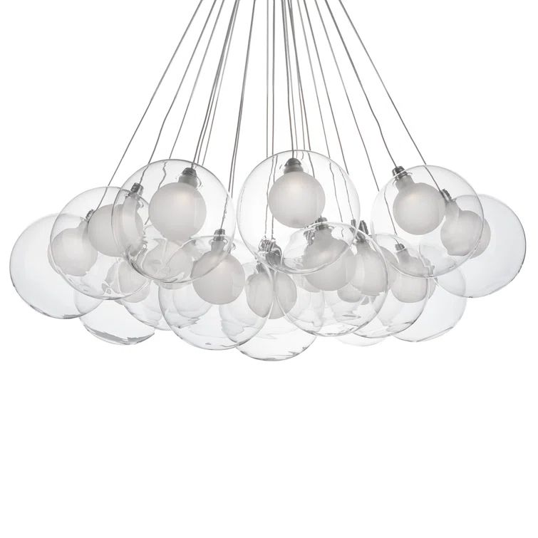 Bolla Chrome Double-Wall Glass LED Sphere Chandelier 28"